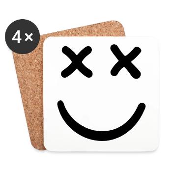 Dead Smiley Crossed Eyed Smiley - Untersetzer (4er-Set) - Weiß - Vorne