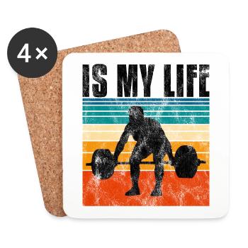 Bodybuilding is my life Bodybuilder GYM weight training - Coasters (set of 4) - white - Front
