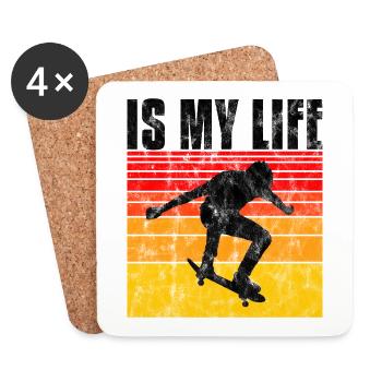 Skate is my life Skateboard Skateboarding Geschenk - Untersetzer (4er-Set) - Weiß - Vorne