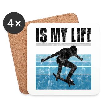 Skate is my life Skateboard Skateboarding Geschenk - Untersetzer (4er-Set) - Weiß - Vorne