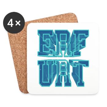 Erfurt Deutschland Stadt 3D Schrift Skyline - Untersetzer (4er-Set) - Weiß - Vorne