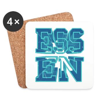 Essen Deutschland Stadt 3D Schrift Skyline - Untersetzer (4er-Set) - Weiß - Vorne