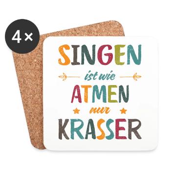 Singen ist wie Atmen nur krasser Retro - Untersetzer (4er-Set) - Weiß - Vorne