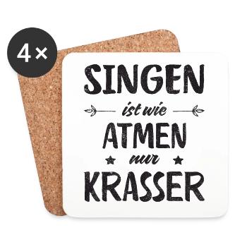 Singen ist wie Atmen nur krasser Retro - Untersetzer (4er-Set) - Weiß - Vorne