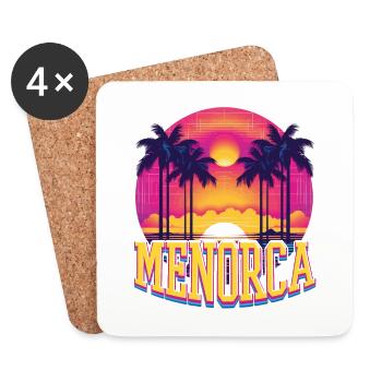 Menorca, Spain, summer, sun, beach, sea, palm trees - Coasters (set of 4) - white - Front