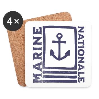 Französisches Marineblau im Vintage-Stil - Untersetzer (4er-Set) - Weiß - Vorne