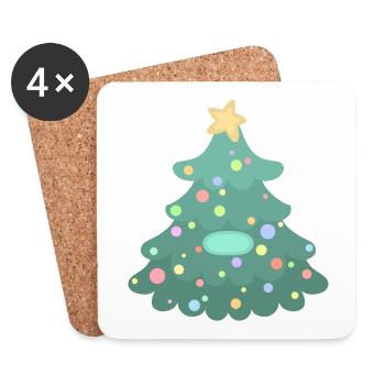 Christmas Tree - Name Tag - Coasters (set of 4) - white - Front