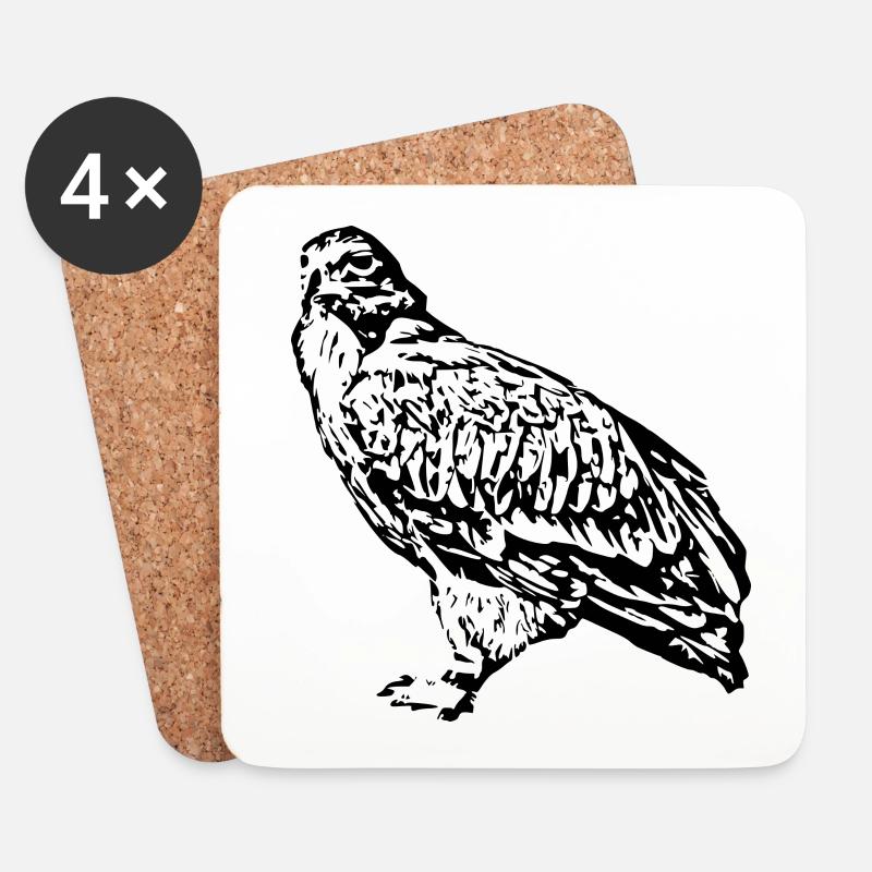 Falken Vogel Vögel - Untersetzer (4er-Set) - Weiß