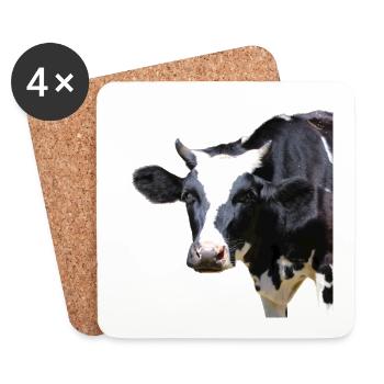 Drôle d’agriculteurs de têtes de vache de vache - Dessous de verre (lot de 4) - blanc - Devant