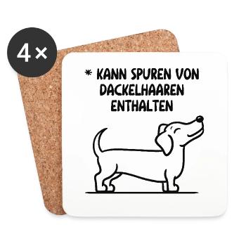 Kann Spuren von Dackelhaaren enthalten - Untersetzer (4er-Set) - Weiß - Vorne