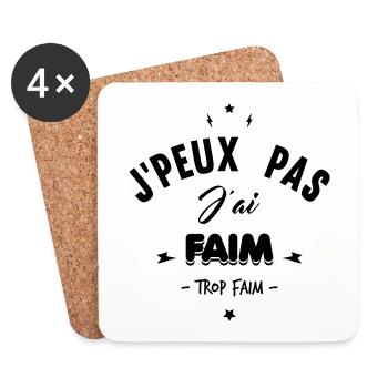 j'peux pas j'ai faim - Dessous de verre (lot de 4) - blanc - Devant