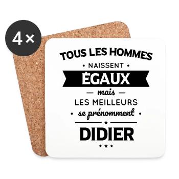 Hommes égaux meilleurs se prénomment Didier - Dessous de verre (lot de 4) - blanc - Devant