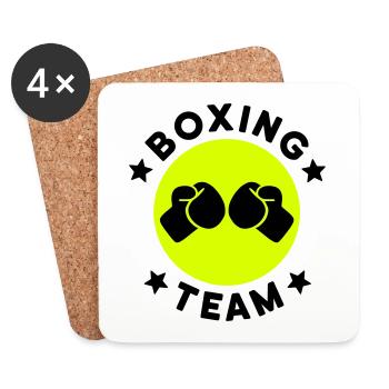 Boxing team (Boxhandschuhe, Kreis, Sterne) - Untersetzer (4er-Set) - Weiß - Vorne