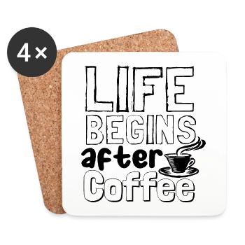 Life begins after coffee - Coasters (set of 4) - white - Front