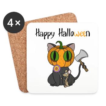 Halloween Cat - Coasters (set of 4) - white - Front