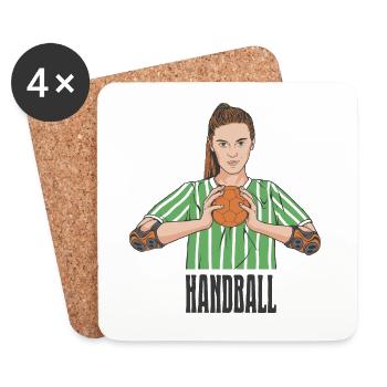 Joueur de handball Handball Outfit Handball Joueur de handball - Dessous de verre (lot de 4) - blanc - Devant