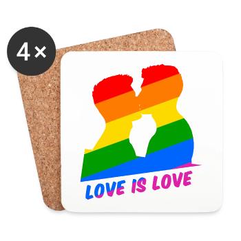 Schwuler Gay Pride Männer Kuss - Untersetzer (4er-Set) - Weiß - Vorne