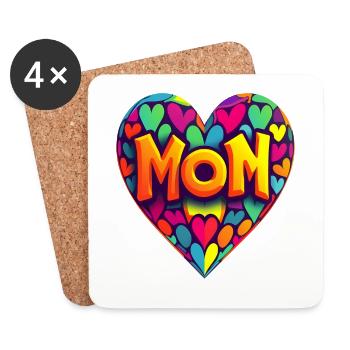 Mother's Day Heart Colorful - Coasters (set of 4) - white - Front