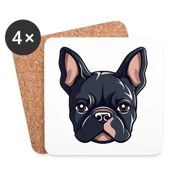 French Bulldog - Coasters (set of 4) - white - Front