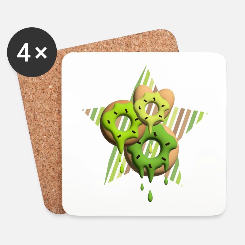 Kiwi Donuts mit Stern. - Untersetzer (4er-Set) - Weiß
