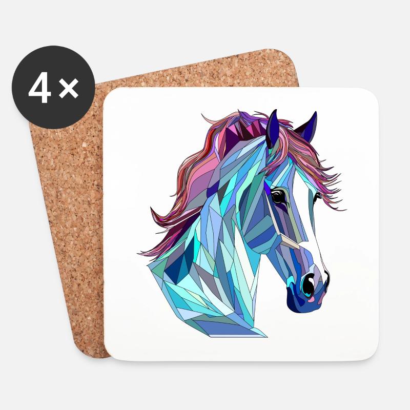 LowpolyPony - Untersetzer (4er-Set) - Weiß
