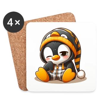 Pingouin fatigué - Dessous de verre (lot de 4) - blanc - Devant