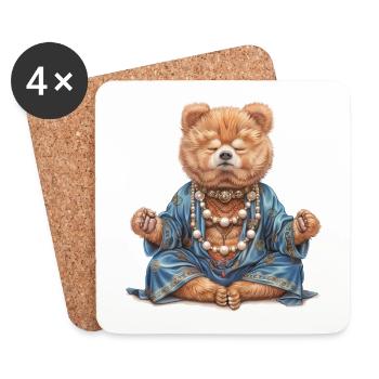 Bären-Yogi-Meditation - Untersetzer (4er-Set) - Weiß - Vorne