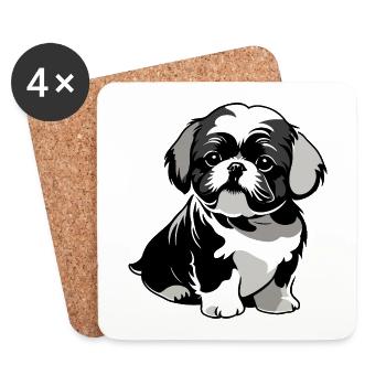 Shih Tzu - Pet Dog Sticker - Untersetzer (4er-Set) - Weiß - Vorne