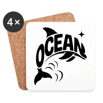 Ocean - Cool Dolphin Ocean Logo - Dessous de verre (lot de 4) - blanc - Devant