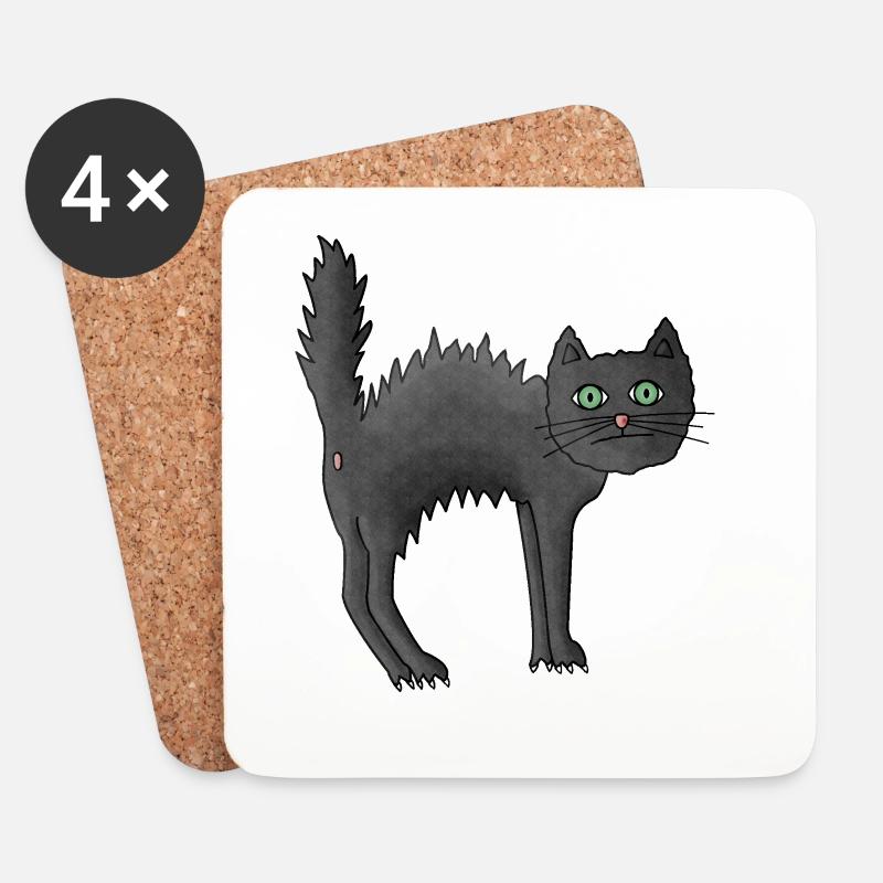 Katzen Yoga Level Buckel - Untersetzer (4er-Set) - Weiß
