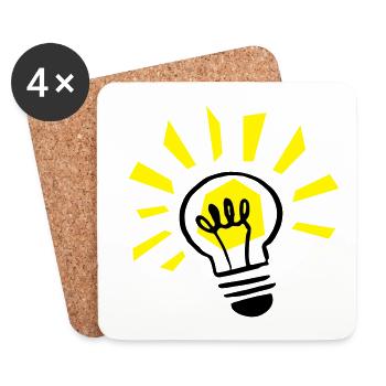 Glühbirne leuchtend / light bulb shining - Untersetzer (4er-Set) - Weiß - Vorne