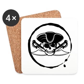 Pirate Skull Buoy Pirate Saber - Coasters (set of 4) - white - Front