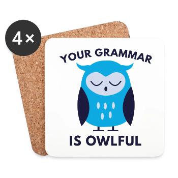 Your Grammar Is Owlful - Coasters (set of 4) - white - Front