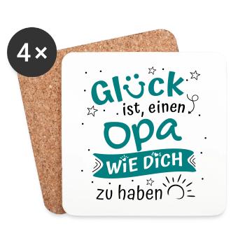 Glück Ist Einen Opa Wie Dich Zu Haben Geschenk Opa - Untersetzer (4er-Set) - Weiß - Vorne