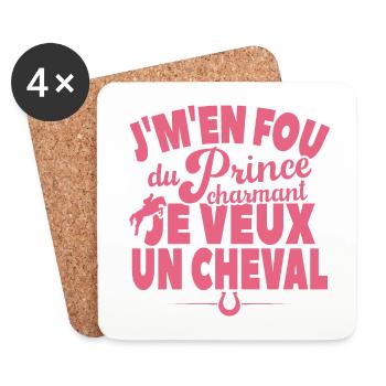 Je M'en Fou Du Prince Charmant Je Veux Un Cheval - Dessous de verre (lot de 4) - blanc - Devant