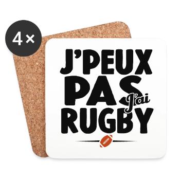 Je Peux Pas J'ai Rugby Cadeau Amoureux De Rugby - Dessous de verre (lot de 4) - blanc - Devant