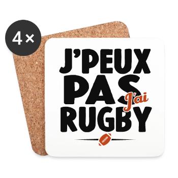 Je Peux Pas J'ai Rugby Cadeau Amoureux De Rugby - Dessous de verre (lot de 4) - blanc - Devant