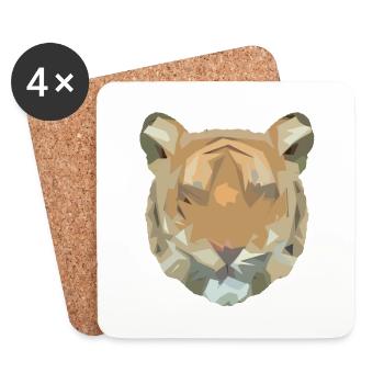 Polygone du tigre coloré – Journée internationale du tigre - Dessous de verre (lot de 4) - blanc - Devant