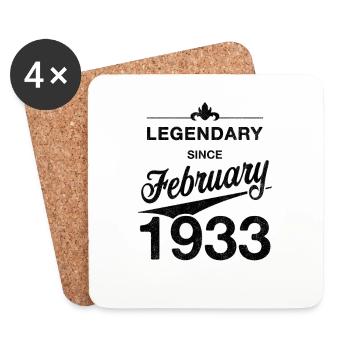 90e anniversaire Légendaire Février 1933 Année 33 - Dessous de verre (lot de 4) - blanc - Devant