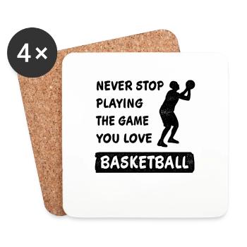 Never stop playing basketball - Coasters (set of 4) - white - Front