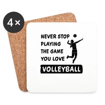 Volleyball Dicton Ne jamais arrêter de jouer au jeu - Dessous de verre (lot de 4) - blanc - Devant