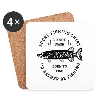 This is my lucky shirt pike angler fisherman - Coasters (set of 4) - white - Front