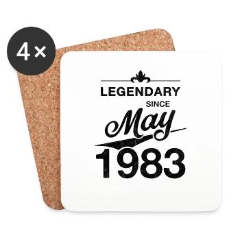 40th birthday Legendary May 1983 Year 83 - Coasters (set of 4) - white - Front