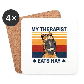 Mein Therapeut isst Heu Pferde Reiter Design - Untersetzer (4er-Set) - Weiß - Vorne