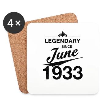 90e anniversaire Légendaire Juin 1933 Année 33 - Dessous de verre (lot de 4) - blanc - Devant