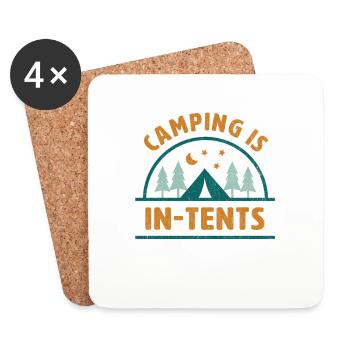 Le camping est dans des tentes Drôle de campeur disant tente - Dessous de verre (lot de 4) - blanc - Devant
