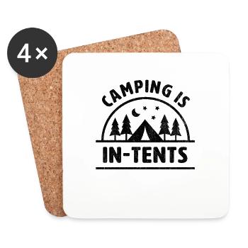 Camping ist in Zelten Lustiger Camper-Spruch Zelt - Untersetzer (4er-Set) - Weiß - Vorne