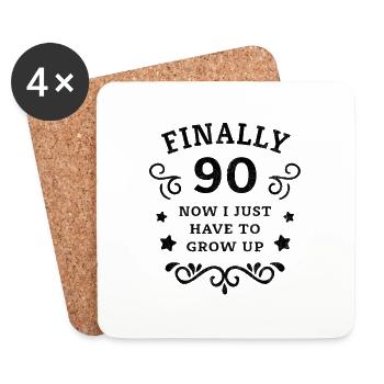 Finally 90th birthday just grow up - Coasters (set of 4) - white - Front