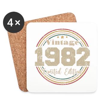 1982 Retro Vintage Birthday Born In - 1982 - Coasters (set of 4) - white - Front
