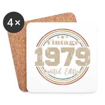 1979 Anniversaire Vintage Rétro Né En - 1979 - Dessous de verre (lot de 4) - blanc - Devant